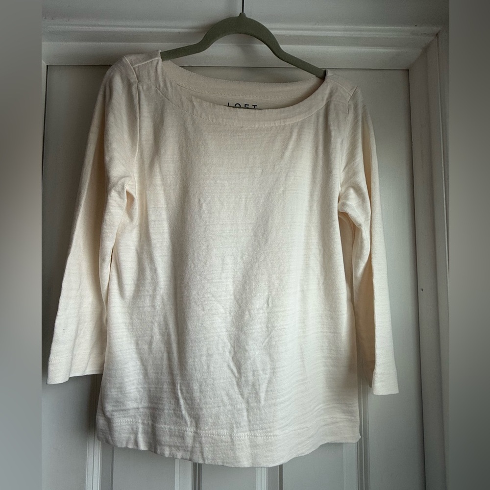 LOFT Off-White Long Sleeve Top
